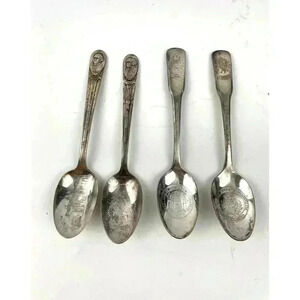 VTG Lot of 4 Collectible Spoons Wm Rogers‎ International Bicentennial Silver